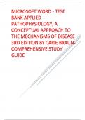 TEST BANK APPLIED PATHOPHYSIOLOGY&comma; A CONCEPTUAL APPROACH TO THE MECHANISMS OF DISEASE 3RD EDITION BY CARIE BRAUN-COMPREHENSIVE STUDY GUIDE&period;pdf