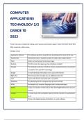 Gr 10 CAT /COMPUTER APPLICATIONS  TECHNOLOGY November Exam Notes