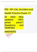  PSI - NY Life&comma; Accident and   Health Practice Exam 17-55 2023 New updated 100&percnt; pared pass&excl;&excl;&excl;