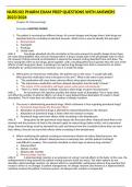 NURS102 PHARM EXAM PREP QUESTIONS WITH ANSWERS 2023/2024