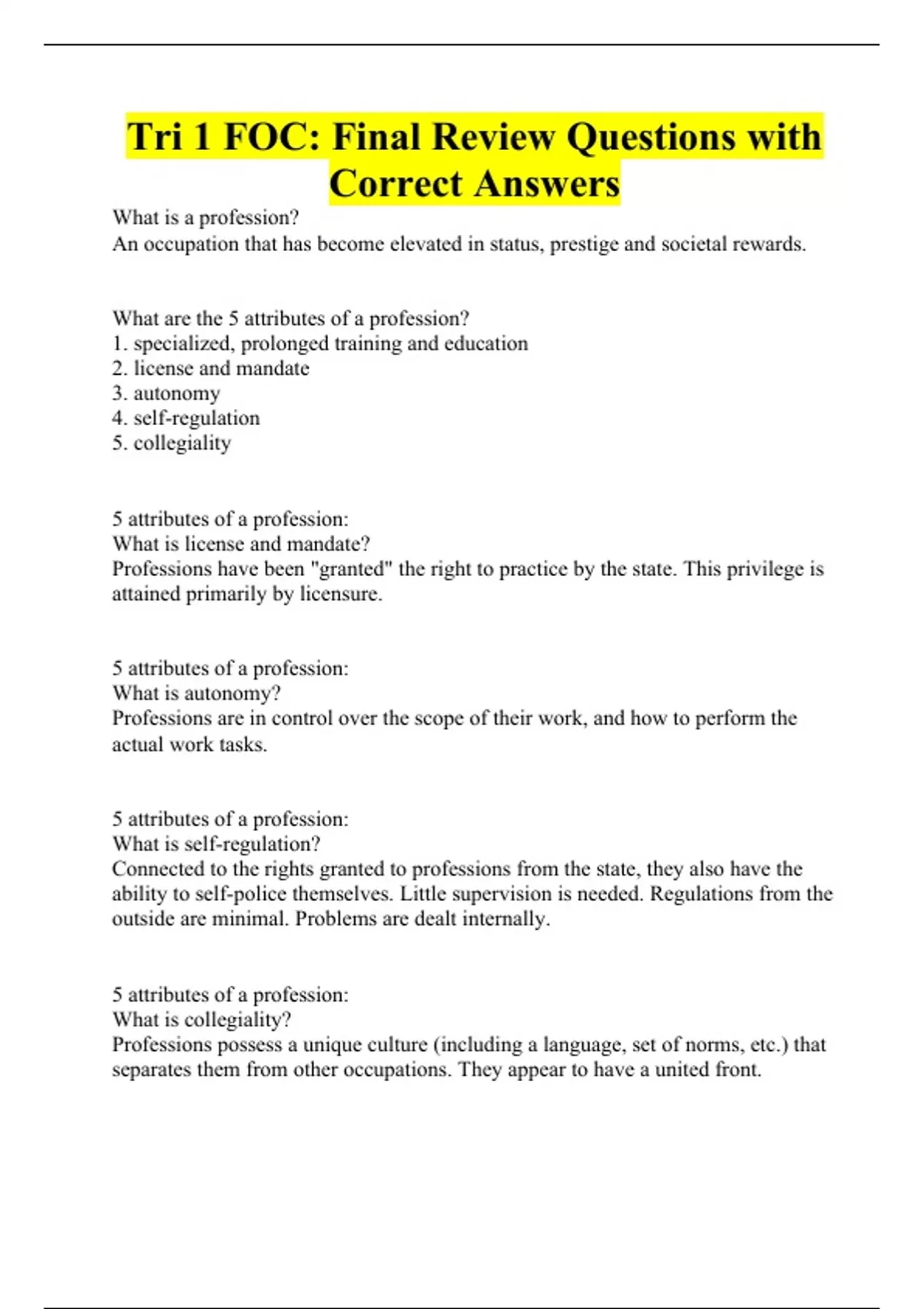 Tri 1 FOC: Final Review Questions with Correct Answers - Tri 1 FOC ...