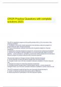  CRCR Practice Questions with complete solutions 2023&period;