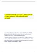  Fundamentals of Cyber Risk Management questions and answers verified and updated&period;