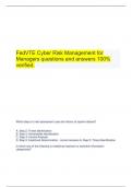   FedVTE Cyber Risk Management for Managers questions and answers 100% verified.