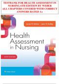 TESTBANK FOR HEALTH ASSESSMENT IN  NURSING 6TH EDITION BY WEBER ALL CHAPTERS | Ultimate Guide