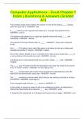 Computer Applications - Excel Chapter 1 Exam &vert; Questions & Answers &lpar;Graded A&plus;&rpar;