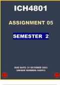 ICH4801 Assignment 5 (COMPLETE ANSWERS) Semester 2 -DUE- 31 OCTOBER 2023( 642913)