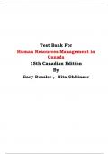 Test Bank For Human Resources Management in Canada 15th Canadian Edition By Gary Dessler ,  Nita Chhinzer