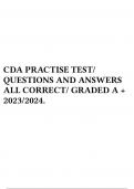 CDA PRACTISE TEST/ QUESTIONS AND ANSWERS ALL CORRECT/ GRADED A + 2023/2024. 
