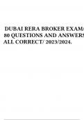 DUBAI RERA BROKER EXAM/ 80 QUESTIONS AND ANSWERS ALL CORRECT/ 2023/2024.
