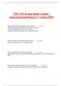 NSG 527 Final Exam Study Guide | Answered and Rated A+ Latest 2023