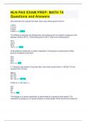NLN PAX EXAM PREP&colon; MATH 74  Questions and Answers