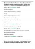 Diving First Aid for Professional Divers &lpar;Chapter Review Questions&rpar; Answered Questions &lpar;Latest Update 2023&rpar;