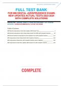 FULL TEST BANK FOR; MN DENTAL JURISPRUDENCE EXAMS (Q-BANK) NEW UPDATES ACTUAL TESTS 2023-2024 WITH COMPLETE SOLUTIONS