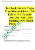 Test bank-Nursing Today  Transition And Trends 9th  Edition -All chapters-2023-2024 New Latest Updated 100&percnt; Rated Pass&excl;&excl;&excl; 