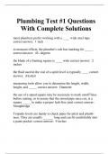 Plumbing Test #1 Questions With Complete Solutions