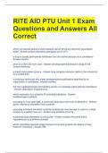 RITE AID PTU Unit 1 Exam Questions and Answers All Correct 