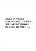 PHIL 347 WEEK 5 ASSIGNMENT JOURNAL / UPDATED VERSION 2023/2024 GRADED A+.