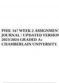 PHIL 347 WEEK 2 ASSIGNMENT JOURNAL / UPDATED VERSION 2023/2024 GRADED A+ CHAMBERLAIN UNIVERSITY.
