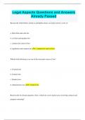 Legal Aspects Bundled Exams  Questions and Answers 100&percnt; Pass