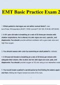 EMT Basic Practice Exam 2 Questions and Answers (2023 / 2024) (Verified Answers)