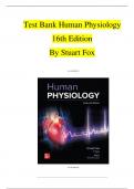 Test Bank Human Physiology 16th Edition By Stuart Fox  | Chapter 1 - 20 | 100 % Complete