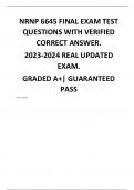 NRNP 6645 FINAL EXAM TEST  QUESTIONS WITH VERIFIED  CORRECT ANSWER. 2023-2024 REAL UPDATED  EXAM. GRADED A+| GUARANTEED  PASS