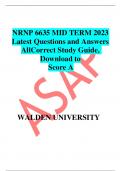 NRNP 6635 MID TERM 2023  Latest Questions and Answers  AllCorrect Study Guide, Download to Score A