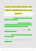 NC BLET STATE EXAM TRO WITH 100&percnt;  CORRECT ANSWERS 2023 latest update  graded A&plus;