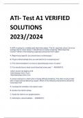 ATI- Test A1 VERIFIED  SOLUTIONS  2023//2024 QUESTIONS AND VARIFIED ANSWERS