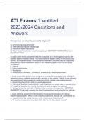 ATI Exams 1 verified  2023/2024 Questions and  Answers