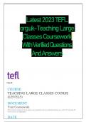 Latest 2023 TEFL. org.uk- Teaching Large Classes Coursework With Verified Questions And Answers