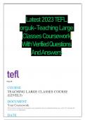 Latest 2023 TEFL&period; org&period;uk- Teaching Large Classes Coursework With Verified Questions And Answers