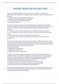 MENTAL HEALTH NCLEX 2023-2024