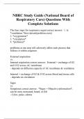 NBRC Study Guide (National Board of Respiratory Care) Questions With Complete Solutions