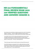 NR 224 FUNDAMENTALS  FINAL REVIEW EXAM 2023  239 VERIFIED QUESTIONS  AND ANSWERS GRADED A