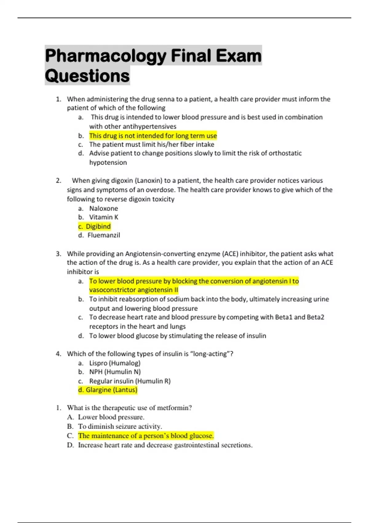 Pharmacology Final Exam Questions And Answers 2023 LATEST VERSION ...