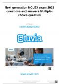 Next generation NCLEX exam 2023 questions and answers Multiplechoice question written by NURSING2EXAM www.stuvia.com Downloaded by: NURSING2EXAM | mianom265@gmail.com Distribution of this document is illegal Want to earn $1.236 extra per year? Next genera