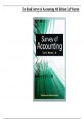 TEST BANK FOR Survey of Accounting 8th Edition Carl Warren - All chapters - A+ COMPLETE GUIDE