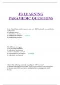JB LEARNING PARAMEDIC QUESTIONS