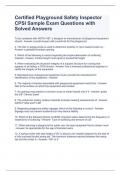 Certified Playground Safety Inspector CPSI Sample Exam Questions with Solved Answers 