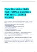 Flight Dispatcher Skills  Test – ORALS Questions  With 100% Verified  Answers