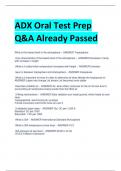 ADX Oral Test Prep Q&A Already Passed