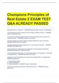 Champions Principles of  Real Estate 2 EXAM TEST  Q&A ALREADY PASSED