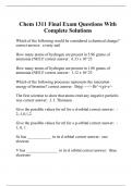 Chem 1311 Final Exam Questions With Complete Solutions