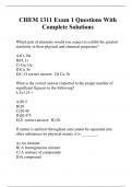 CHEM 1311 Exam 1 Questions With Complete Solutions