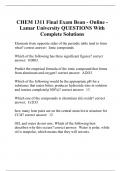CHEM 1311 Final Exam Bean - Online - Lamar University QUESTIONS With Complete Solutions