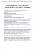 TEST EXAM FOR ADULT MEDICAL  SURGICAL ATI PROCTORED 2023/2024