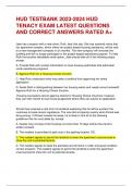 HUD TESTBANK 2023-2024 HUD  TENACY EXAM LATEST QUESTIONS  AND CORRECT ANSWERS RATED A&plus;