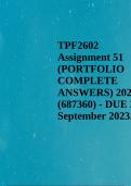 TPF2602 Assignment 51 (PORTFOLIO COMPLETE ANSWERS) 2023 (687360) - DUE 28 September 2023.